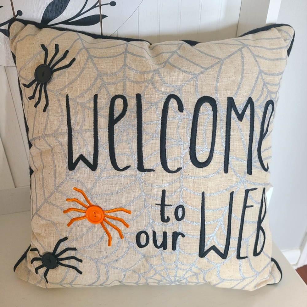 Halloween "Welcome to our Web" Pillow